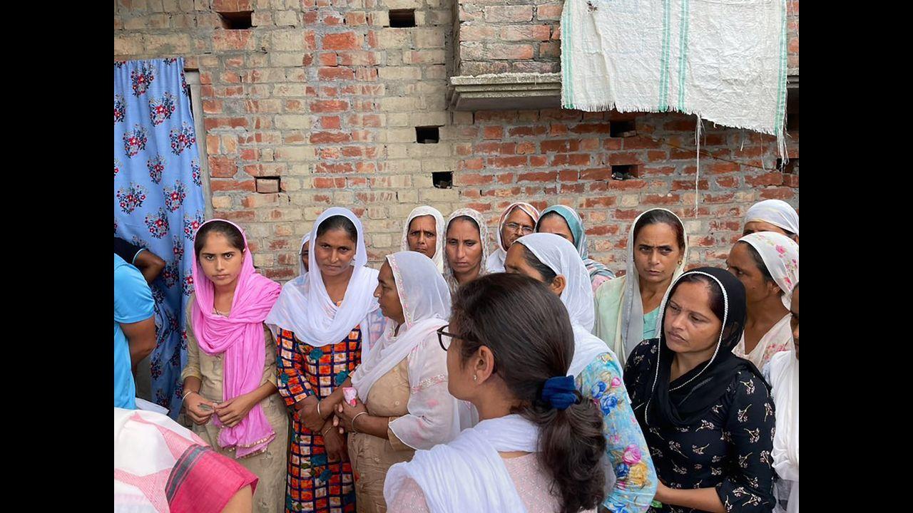 TMC Rajya Sabha MP Sushmita Dev said, 'Heartbreaking to meet the family of the young farmer who was crushed to death in Lakhimpur Kheri'. Pic/PTI